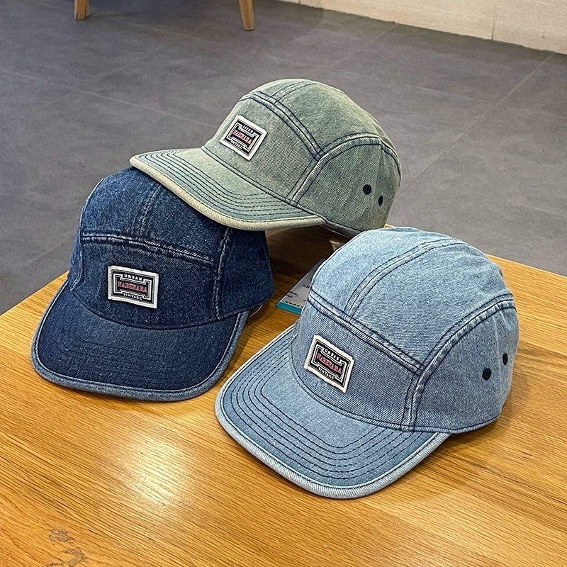 Corduroy Cap 5 Panel - หมวกเบสบอลผ้าเดนิมปีกแบนสไตล์วินเทจ สำหรับชายและหญิง หมวกสแนปแบ็คสไตล์ฮาราจูกุ แฟชั่นสตรีทแวร์ หมวกสเก็ตบอร์ด 5